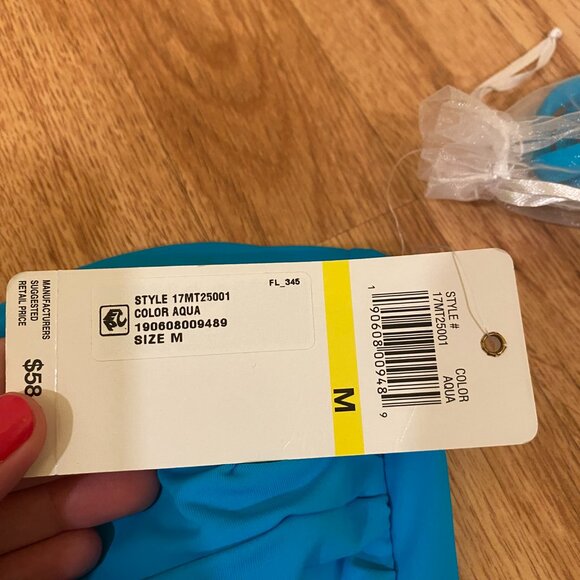 Anne Cole Teal Bandeau Bikini Top NWT - Picture 3 of 3